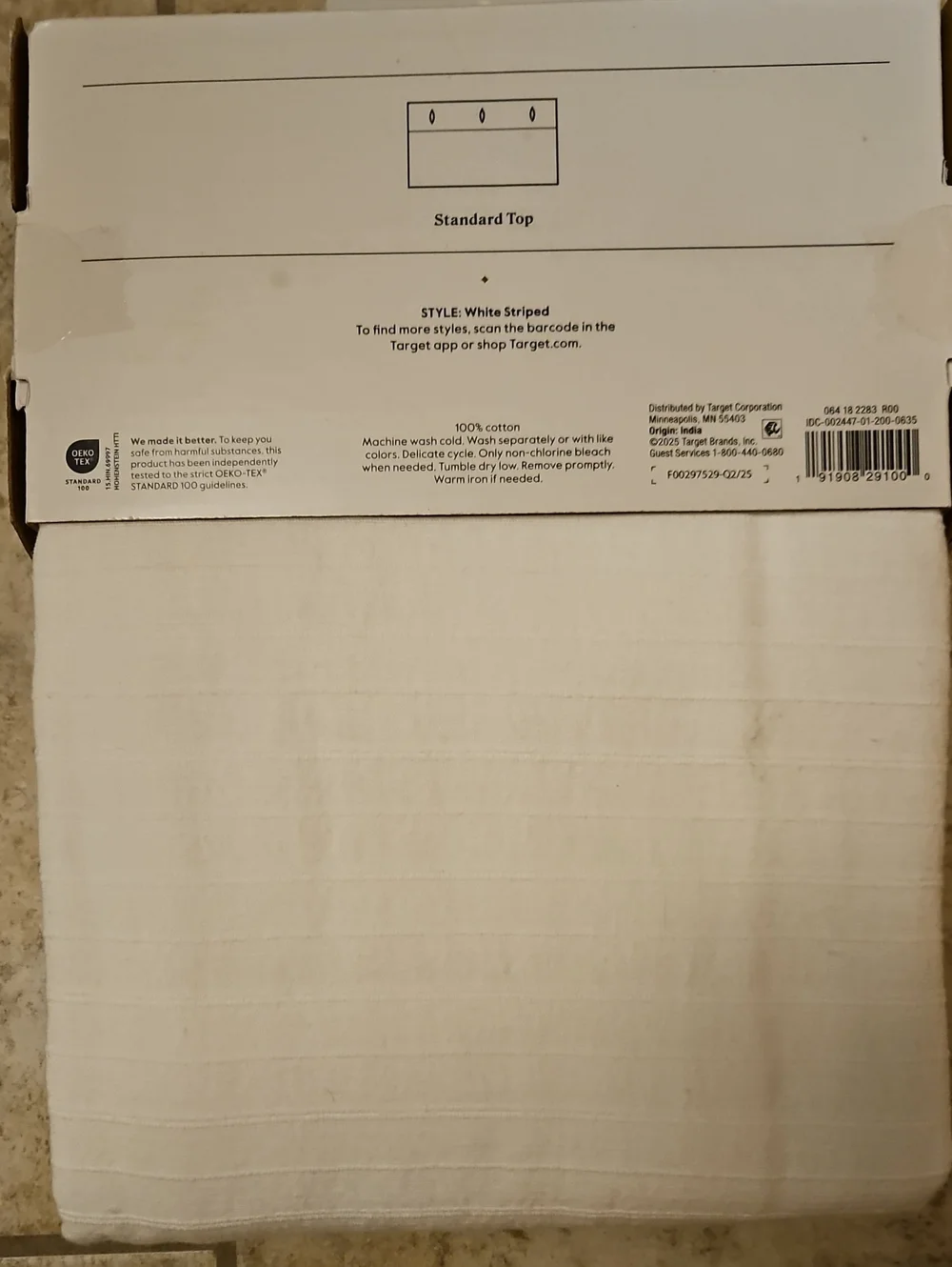 Threshold White Stroped Cotton Shower Curtain NWT
